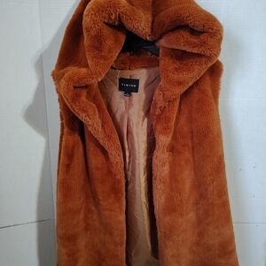 Timing Teddy Women's Large 100% Poliéster Hoodie Vest Fleece. Terracotta -C